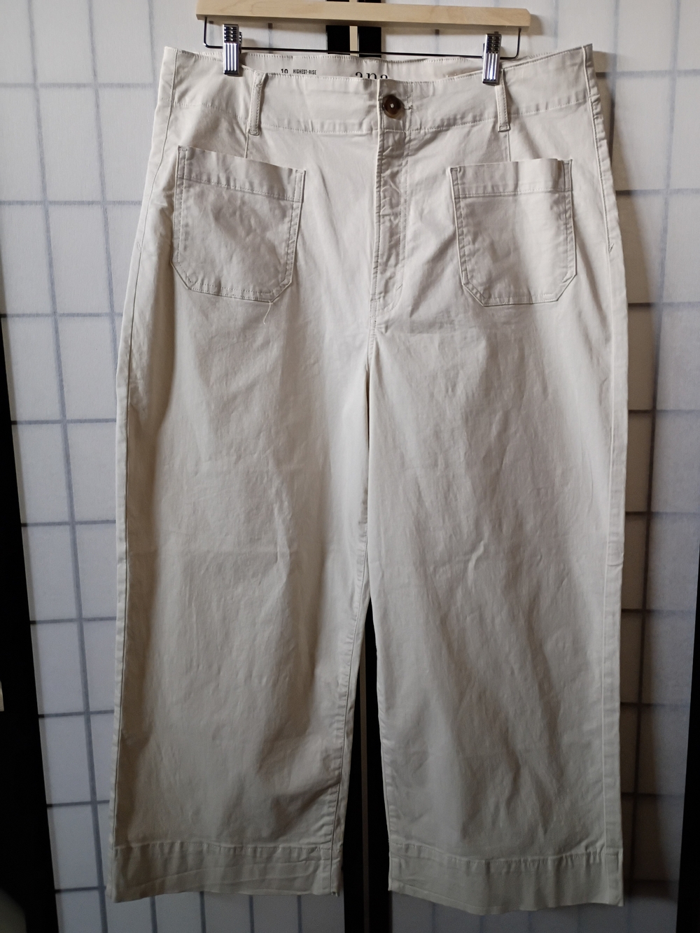a.n.a Cream High-Rise Wide Leg Crop Pants